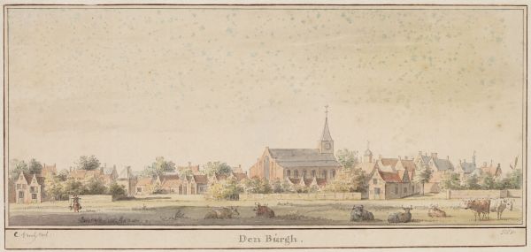 Gezicht op Den Burg door Cornelis Pronk, 1728